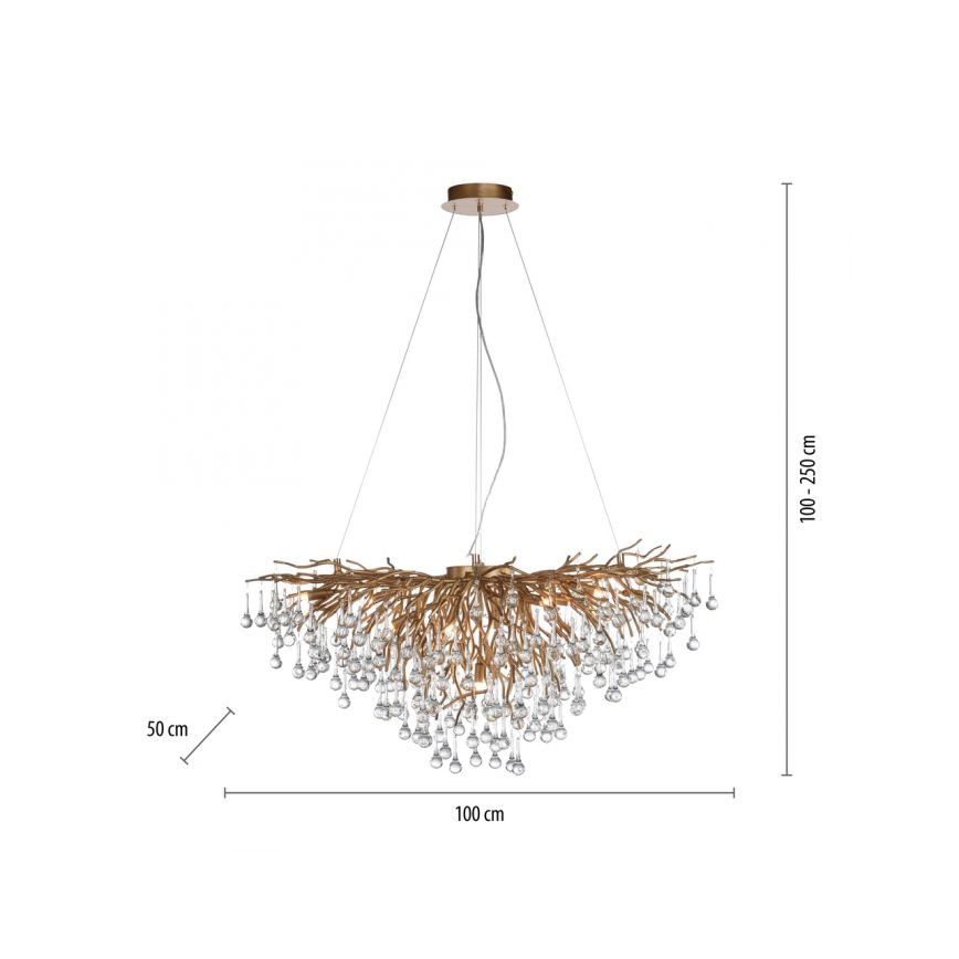 Paul Neuhaus 2192-11 - Csillár zsinóron ICICLE 10xG9/40W/230V 50x100 cm réz