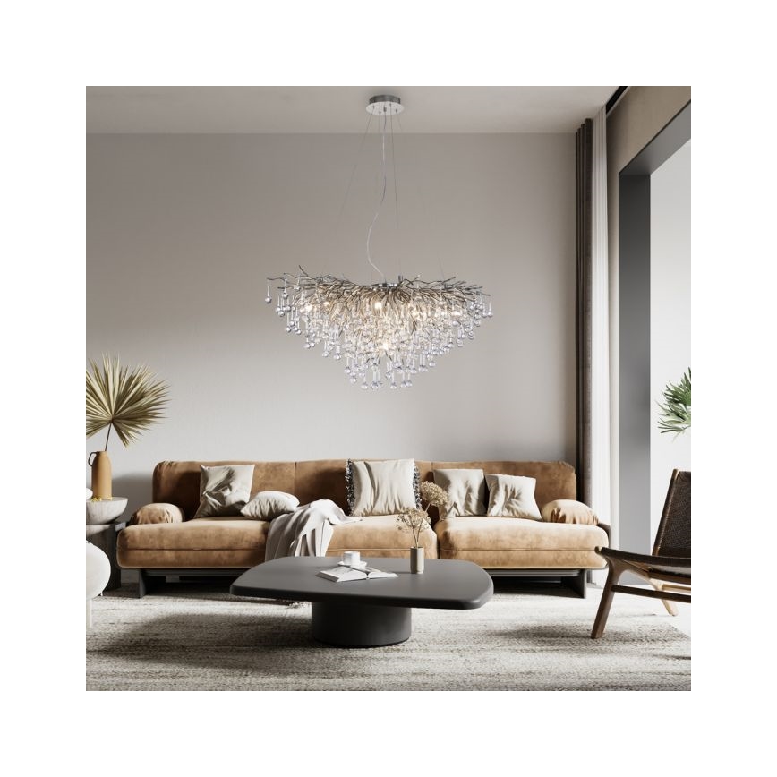Paul Neuhaus 2192-55 - Csillár zsinóron ICICLE 10xG9/40W/230V 50x100 cm fényezett króm