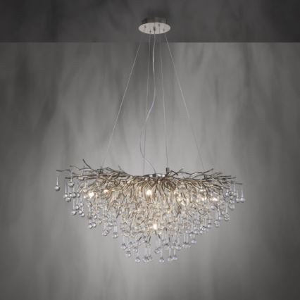 Paul Neuhaus 2192-55 - Csillár zsinóron ICICLE 10xG9/40W/230V 50x100 cm fényezett króm