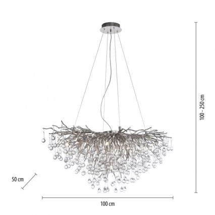 Paul Neuhaus 2192-55 - Csillár zsinóron ICICLE 10xG9/40W/230V 50x100 cm fényezett króm