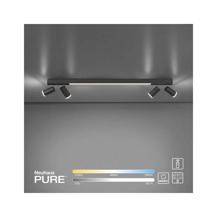 Paul Neuhaus 6121-13 - PURE LED dimmelhető spotlámpa 4xLED/4W/230V + LED/9W 2700-5000K + távirányító