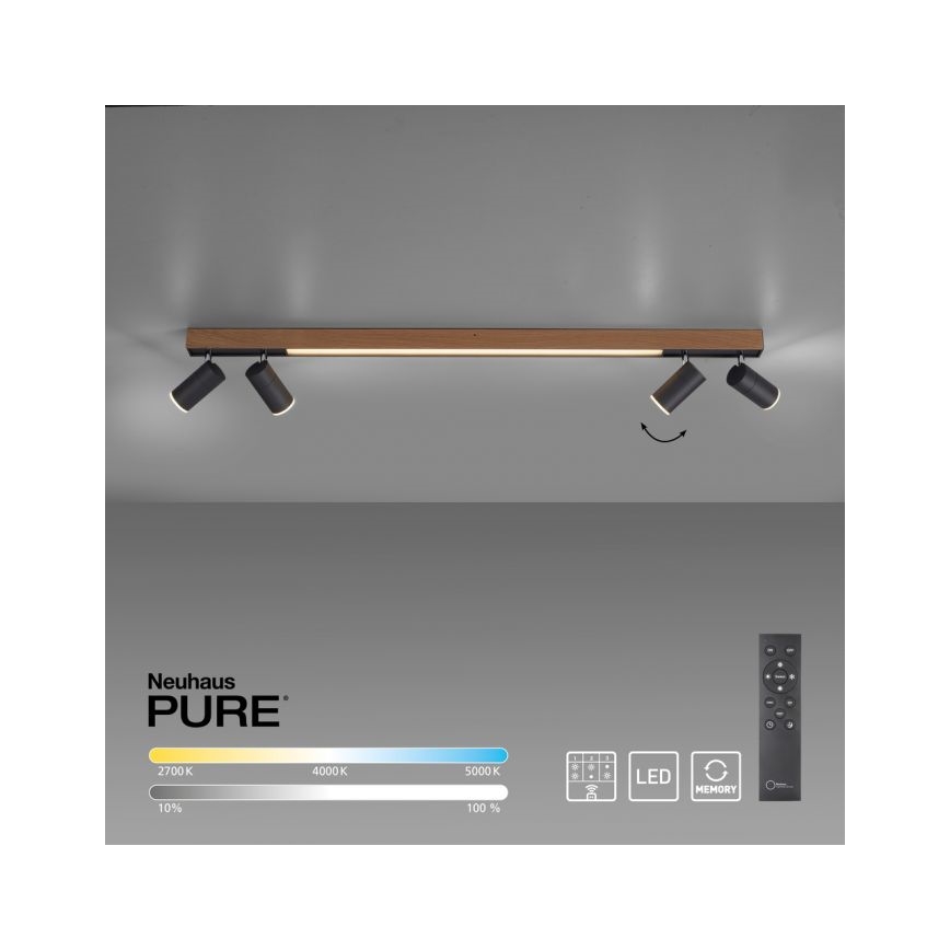 Paul Neuhaus 6121-79 - LED Dimmelhető spotlámpa PURE 4xLED/4W/230V + LED/9W 2700-5000K + távirányítás