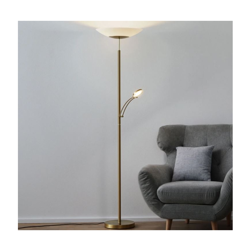 Paul Neuhaus 655-60 - LED fényerőszabályozható állólámpa ALFRED LED/28W/230V+LED/4W/230V sárgaréz