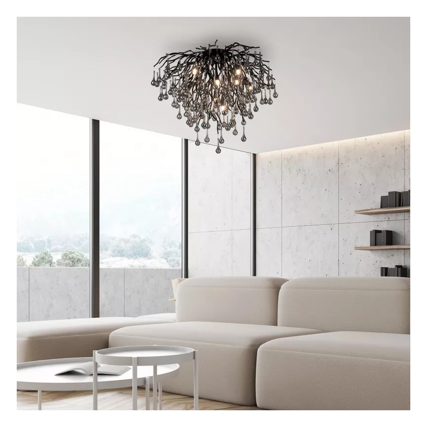 Paul Neuhaus 8091-18 - ICICLE felületre szerelhető csillár, 9xG9/40W/230V, átm. 50 cm, fekete