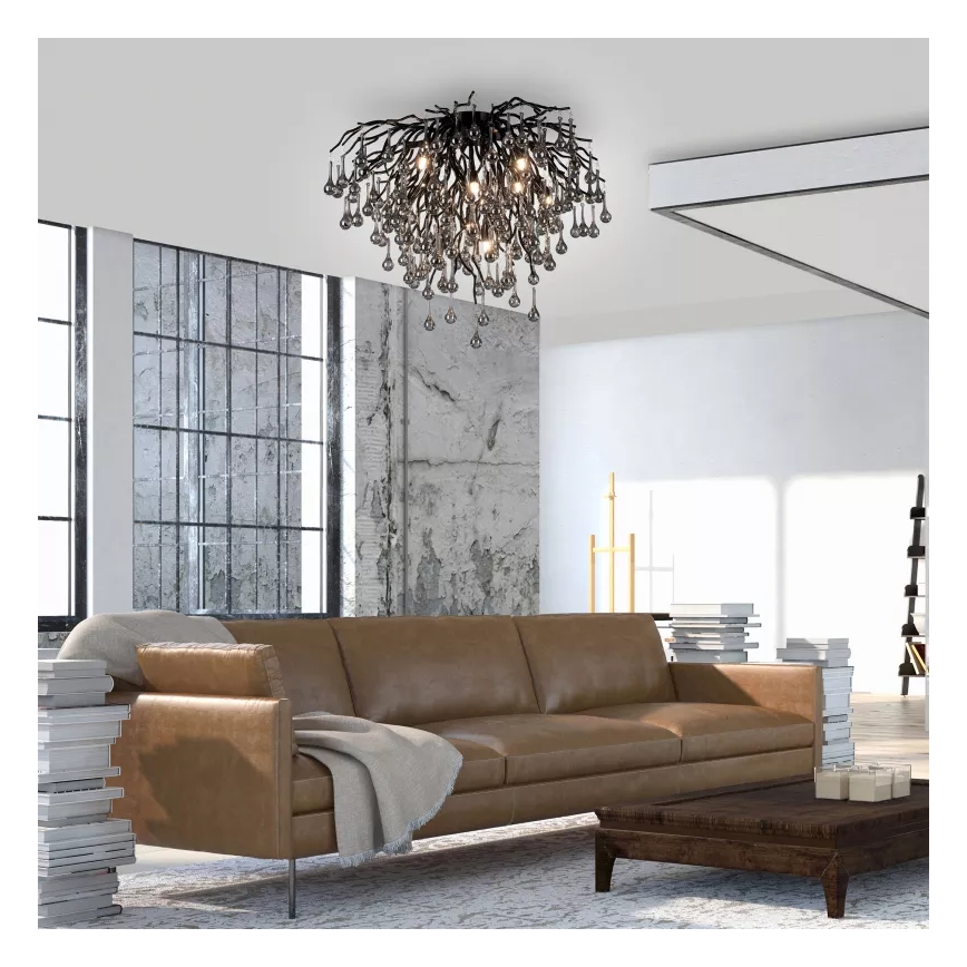 Paul Neuhaus 8091-18 - ICICLE felületre szerelhető csillár, 9xG9/40W/230V, átm. 50 cm, fekete