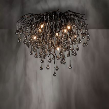 Paul Neuhaus 8091-18 - ICICLE felületre szerelhető csillár, 9xG9/40W/230V, átm. 50 cm, fekete