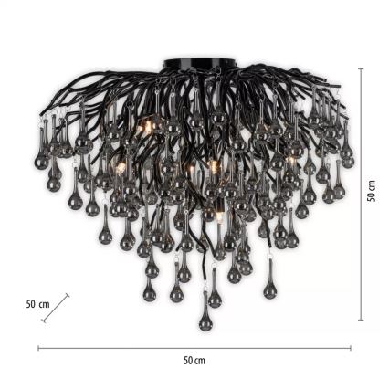 Paul Neuhaus 8091-18 - ICICLE felületre szerelhető csillár, 9xG9/40W/230V, átm. 50 cm, fekete