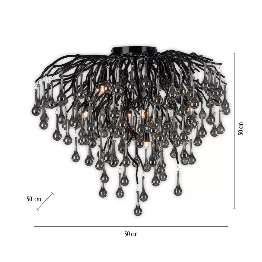 Paul Neuhaus 8091-18 - ICICLE felületre szerelhető csillár, 9xG9/40W/230V, átm. 50 cm, fekete