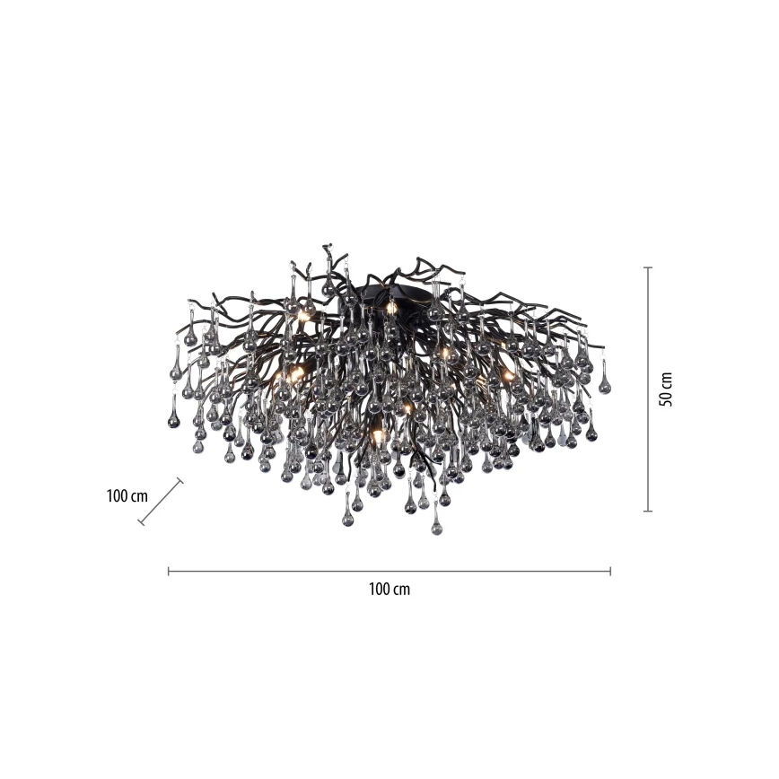 Paul Neuhaus 8092-18 - Felületre szerelt csillár ICICLE 14xG9/40W/230V átm. 100 cm fekete