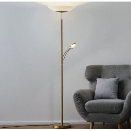 Paul Neuhaus - 655-60 - LED Dimmelhető állólámpa ALFRED 1xLED/28W/230V+1xLED/4W/230V sárgaréz