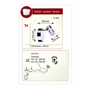 Paulmann 50096 - LED/6W fali spotlámpa SMART ZALA 230V ZigBee