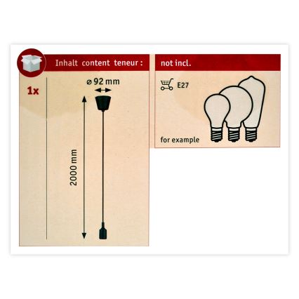 Paulmann 50346 - Tápkábel NEORDIC 1xE27/20W/230V IP44