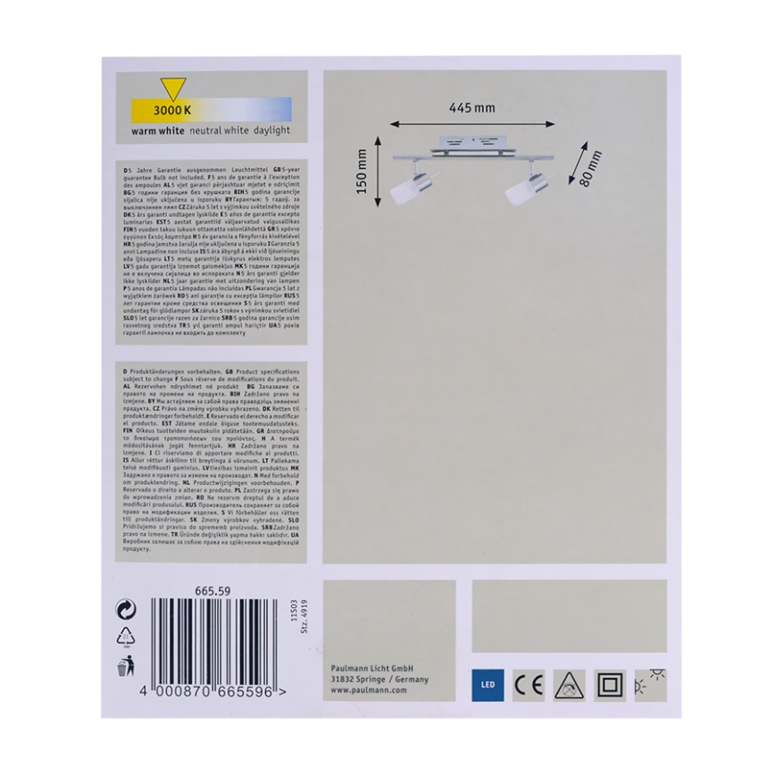 Paulmann 66559 - LED spotlámpa ZYLED 2xLED/3W/230V