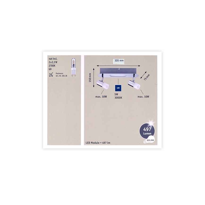 Paulmann 66647 - LED spotlámpa 2xG9/10W/230V + LED/5W