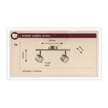 Paulmann 66737 - 2xLED/4W Spotlámpa CUBIK 230V