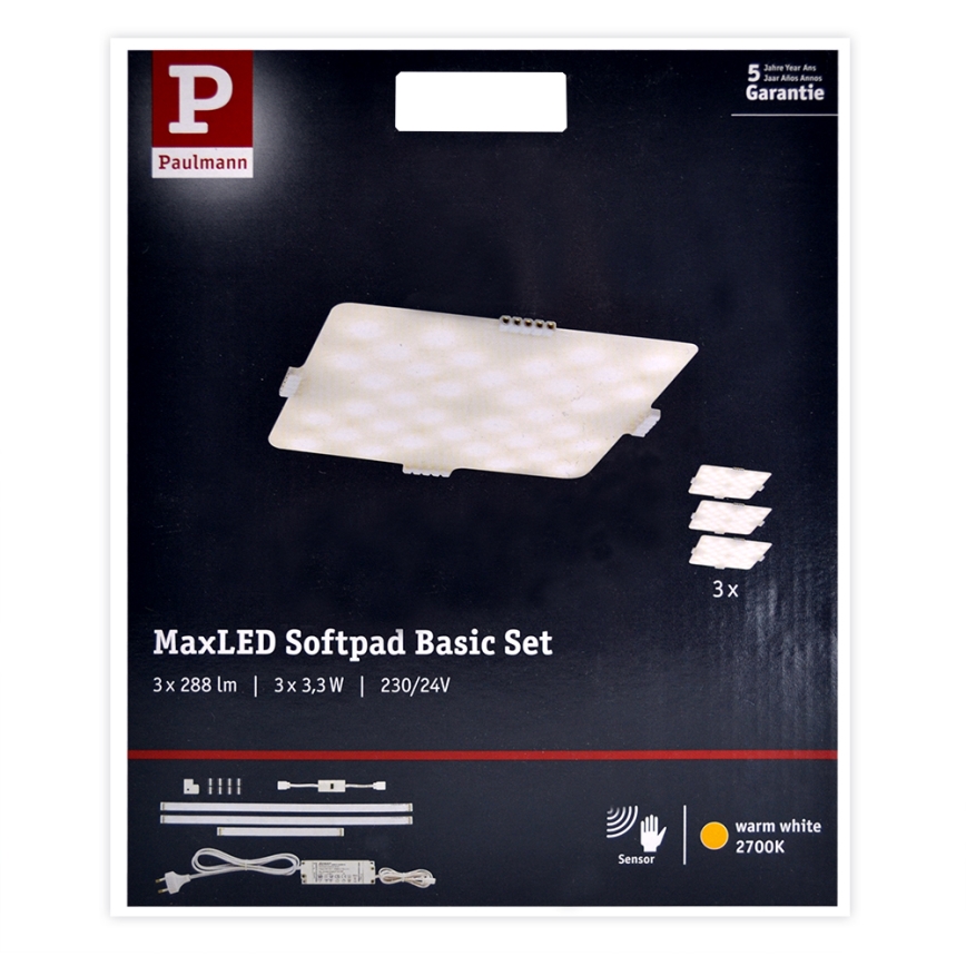 Paulmann 70710 - KÉSZLET 3xLED/3,3W Bútor világítás érzékelővel SOFTPAD 230V 2700K