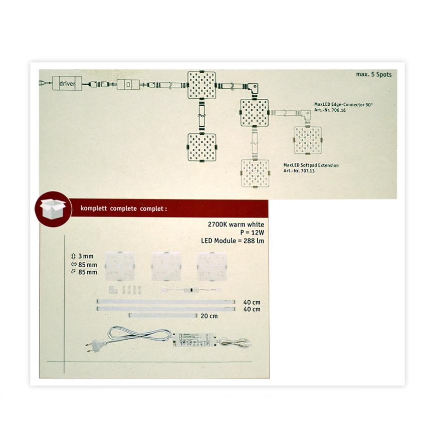 Paulmann 70710 - KÉSZLET 3xLED/3,3W Bútor világítás érzékelővel SOFTPAD 230V 2700K