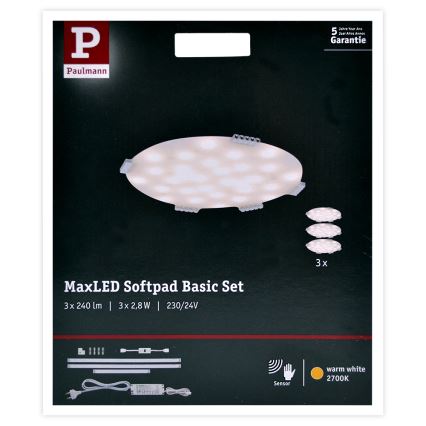 Paulmann 70711 - KÉSZLET 3xLED/2,8W Bútor világítás érzékelővel SOFTPAD 230V 2700K