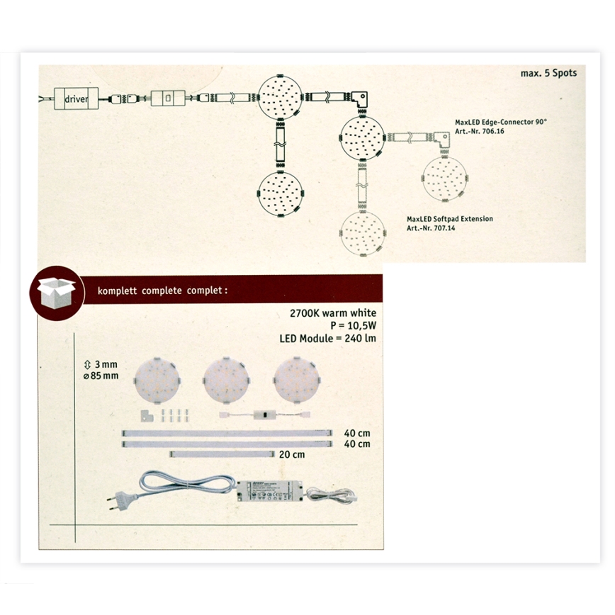 Paulmann 70711 - KÉSZLET 3xLED/2,8W Bútor világítás érzékelővel SOFTPAD 230V 2700K
