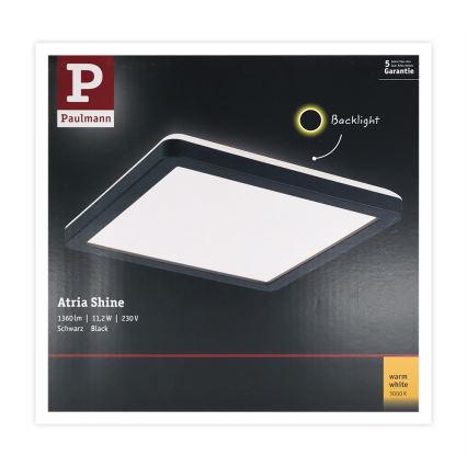Paulmann 71000 - LED/11,2W Mennyezeti panel ATRIA 230V 3000K 19x19 cm fekete