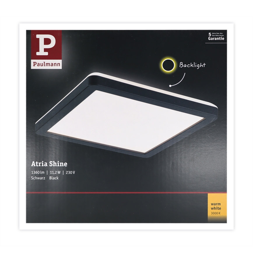 Paulmann 71000 - LED/11,2W Mennyezeti panel ATRIA 230V 3000K 19x19 cm fekete