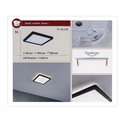 Paulmann 71000 - LED/11,2W Mennyezeti panel ATRIA 230V 3000K 19x19 cm fekete