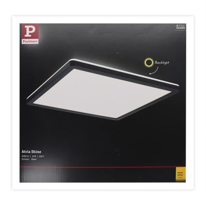 Paulmann 71001 - LED/16W Mennyezeti panel ATRIA 230V 3000K 29,3x29,3 cm fekete