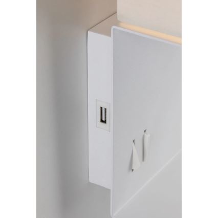 Paulmann 78913 - LED/2,5W + 1xE27/40W MERANI fali lámpa polccal és USB-porttal, 230V, fehér