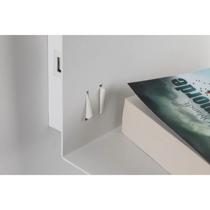 Paulmann 78913 - LED/2,5W + 1xE27/40W MERANI fali lámpa polccal és USB-porttal, 230V, fehér