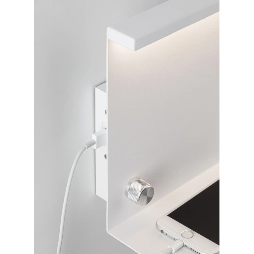 Paulmann 78916 - LED/4,5W Dimmelhető lámpa polccal és USB-vel JARINA 230V fehér