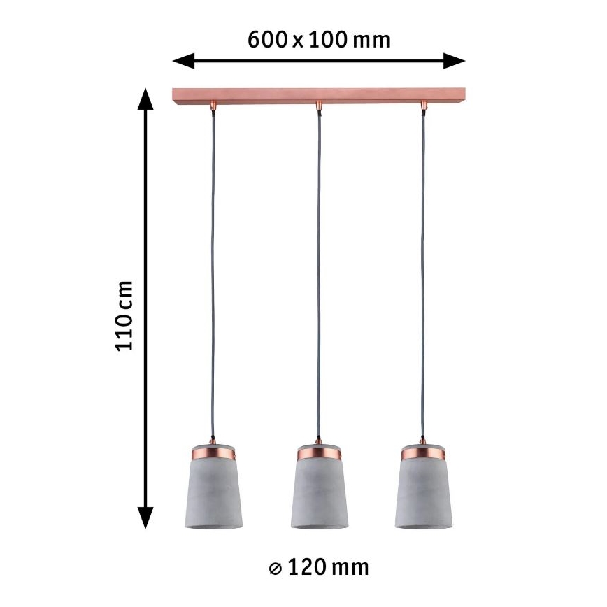 Paulmann 79626 - 3xE27/20W Csillár zsinóron NEORDIC STIG 230V