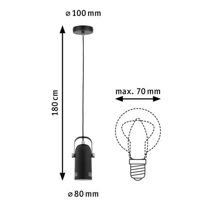 Paulmann 79766 - LED RGBW 1xE27/9W kábeles csillár LAVEA 230V fekete
