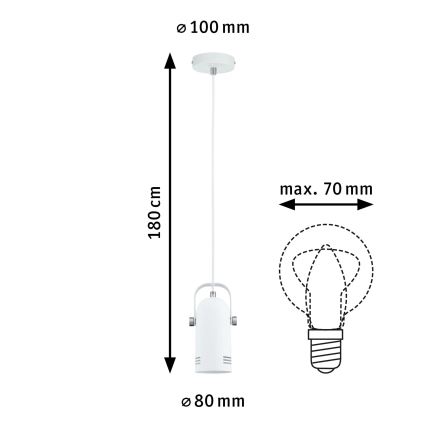 Paulmann 79767 - LAVEA kábelcsillár, 1x E27/15W, 230V, fehér