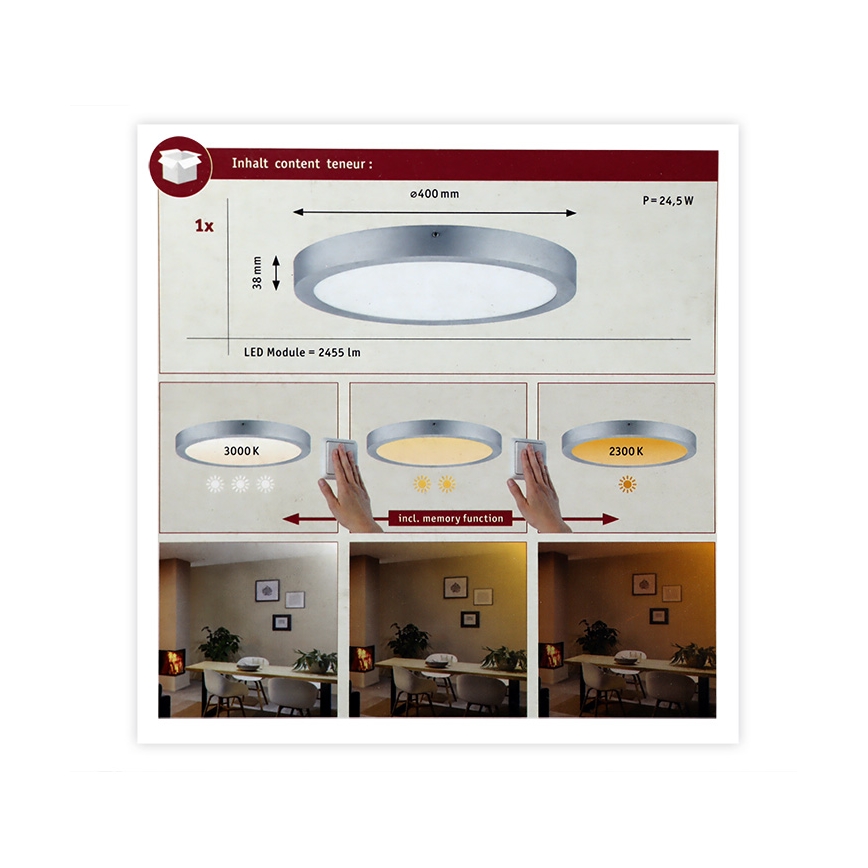 Paulmann 79802 - LED/21W Mennyezeti lámpa CARPO 230V 2300/2500/3000K