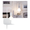 Paulmann 79812 - 1xE27/40W fali lámpatest polccal és USB-porttal CALVANI 230V fehér