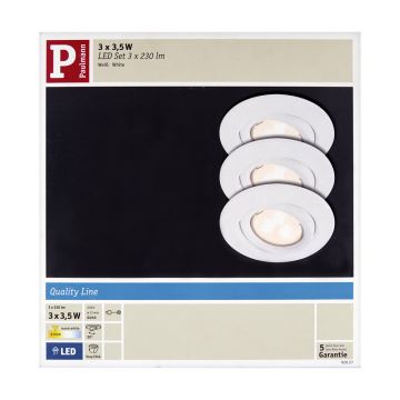 Paulmann 92027 - KÉSZLET 3xLED-GU10/3,5W beépíthető lámpa QUALITY LINE