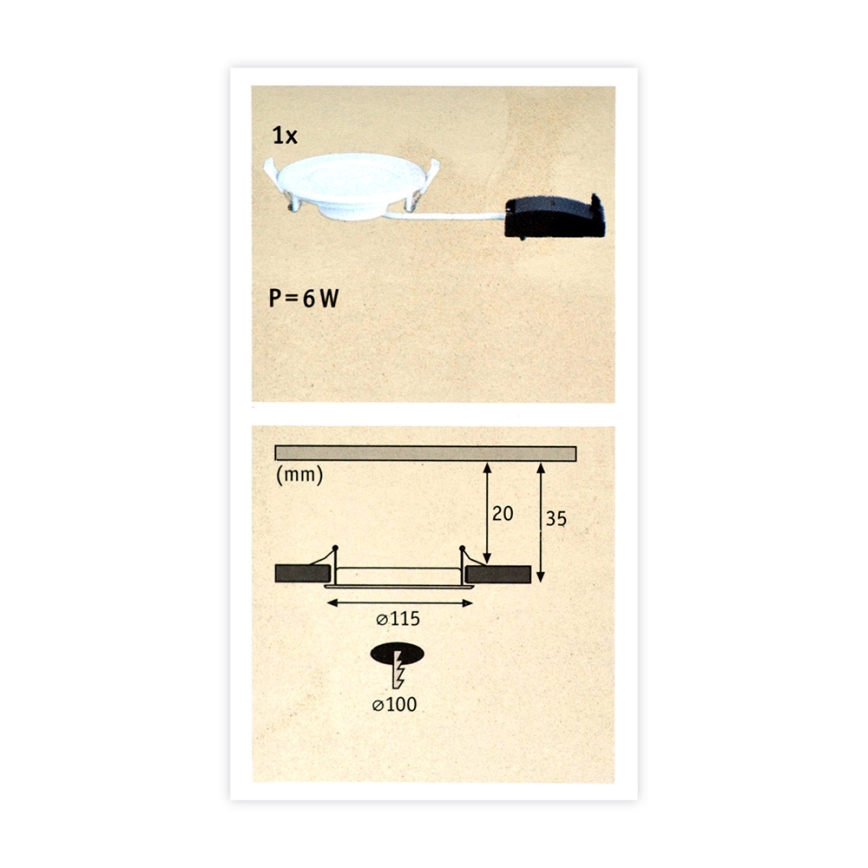 Paulmann 92061 - LED/6W IP44 Fürdőszobai beépíthető lámpa QUALITY LINE 230V