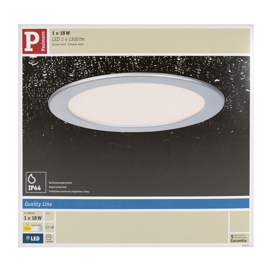 Paulmann 92075 - LED/18W IP44 Fürdőszobai beépíthető lámpa QUALITY LINE 230V