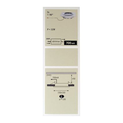 Paulmann 92695 - KÉSZLET 3xLED/8W Szabályozható beépíthető lámpa DICE 230V