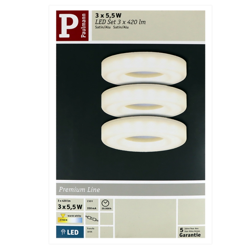 Paulmann 92704 - KÉSZLET 3xLED/5,5W Beépíthető lámpa BAGEL 230V