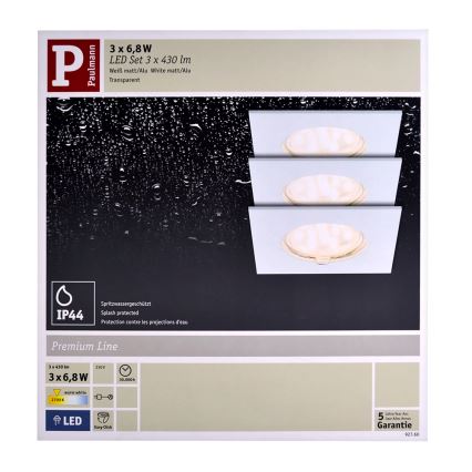 Paulmann 92760 - KÉSZLET 3X LED Beépíthető lámpa COIN LED/6,8W/230V fehér
