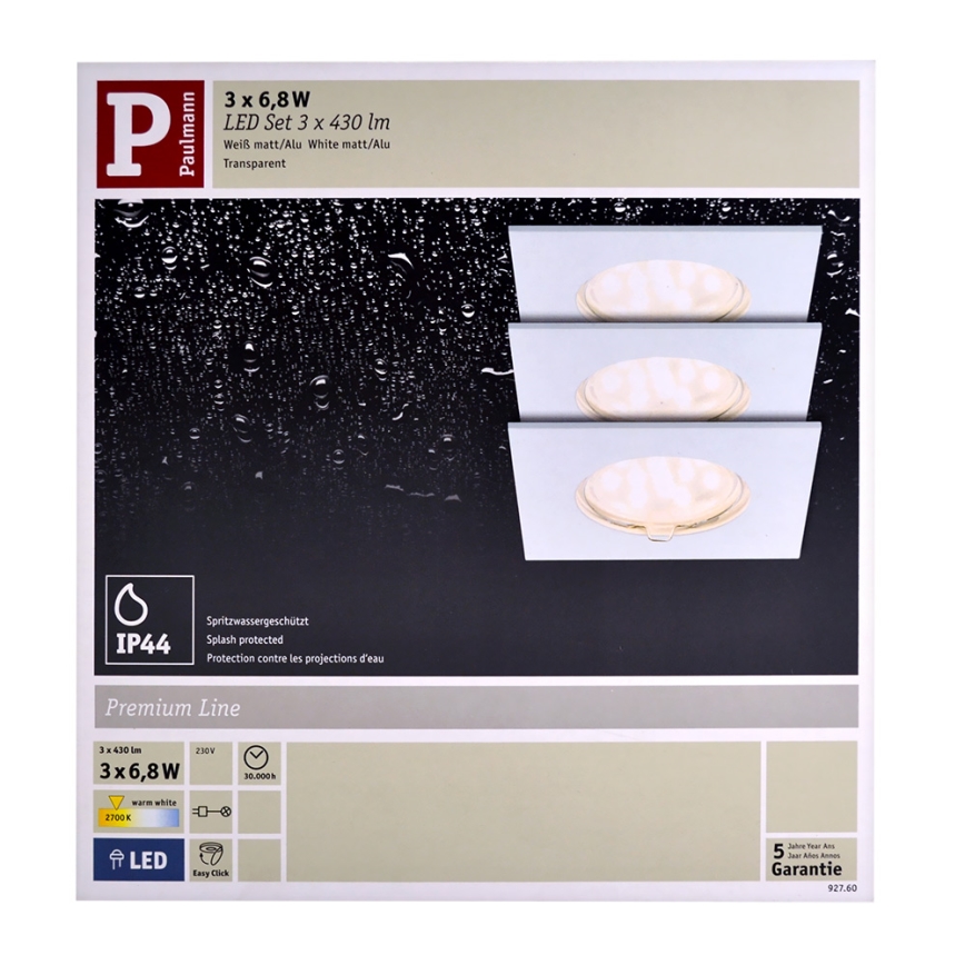 Paulmann 92760 - KÉSZLET 3X LED Beépíthető lámpa COIN LED/6,8W/230V fehér