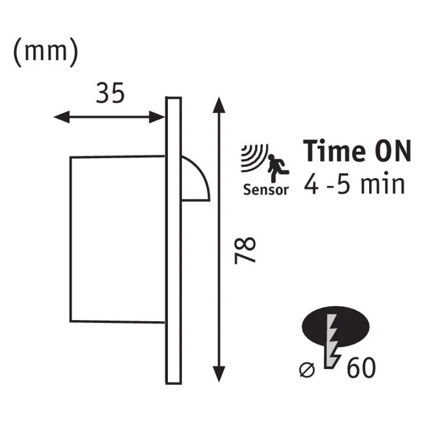 Paulmann 92925 - LED/2,7W Lépcsővilágítás érzékelővel WAND 230V 2700K