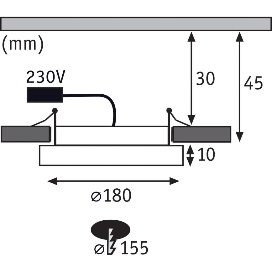 Paulmann 92946 - AREO fürdőszobai süllyesztett LED lámpatest, 11W, IP23, 230V, átm. 18 cm, matt króm