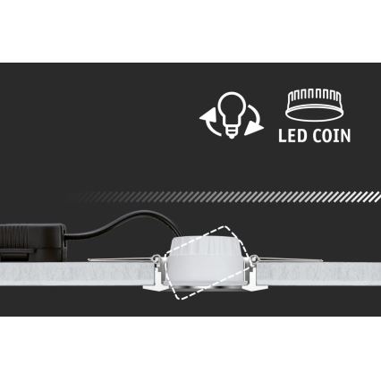 Paulmann 93080 - 3 db-os készlet LED/6W IP23 Fényerőszabályozható fürdőszobai beépíthető mennyezeti lámpa COIN 230V