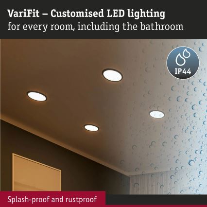 Paulmann 93102 - LED/16W IP44 Fényerőszabályozható fürdőszobai süllyesztett lámpatest AREO 230V 2000/3000/4000K átm. 23 cm fekete