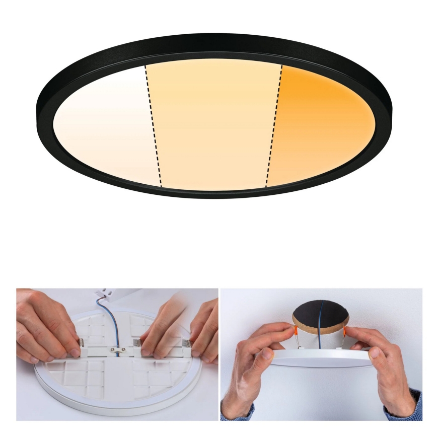 Paulmann 93102 - LED/16W IP44 Fényerőszabályozható fürdőszobai süllyesztett lámpatest AREO 230V 2000/3000/4000K átm. 23 cm fekete