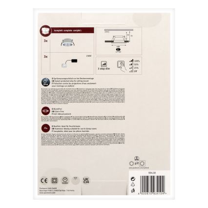 Paulmann 93410 - KÉSZLET 3xLED/6,5W IP44 Dimmelhető fürdőszobai beépíthető lámpa COLE 230V