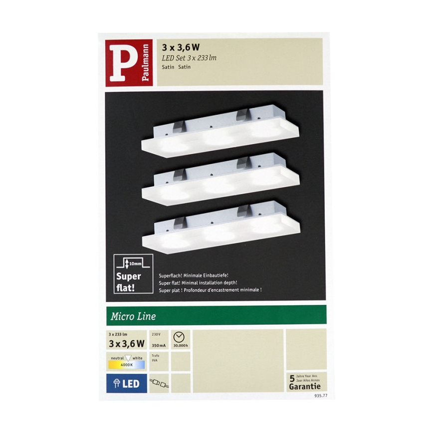 Paulmann 93577 - KÉSZLET 3x LED beépíthető spotlámpa FLEECY 3xLED/3,6W/230V