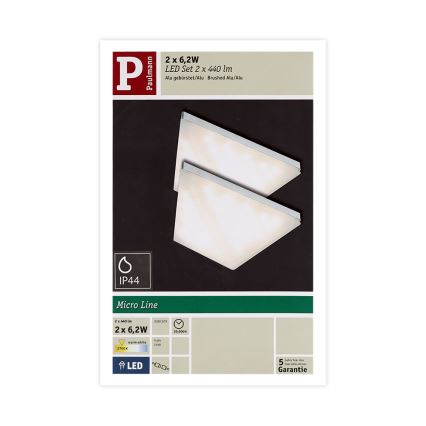 Paulmann 93584 - KÉSZLET 2xLED/6,2W IP44 Bútor világítás KITE 230V